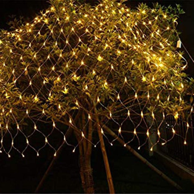 LED mesh net lights with remote control, timer, and 8 lighting modes for easy operation