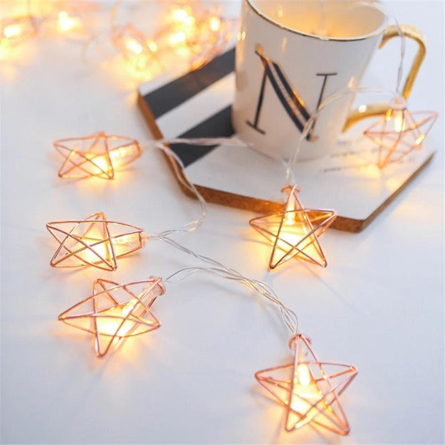 Metal Star String Lights - Rose Gold Chronos