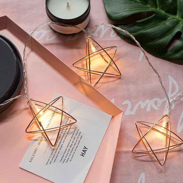 Metal Star String Lights - Rose Gold Chronos