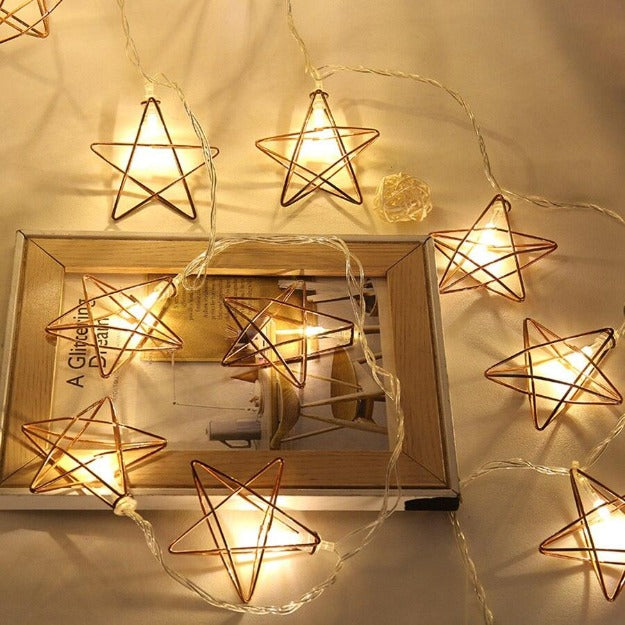 Metal Star String Lights - Rose Gold Chronos