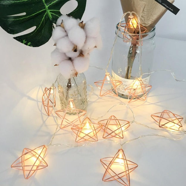 Metal Star String Lights - Rose Gold Chronos