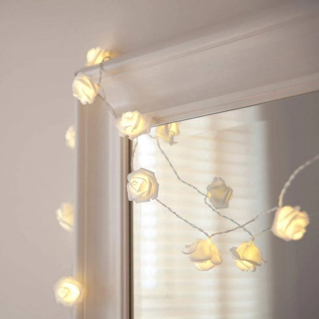 Rose String Lights - 3AA Battery + USB Operated | White - Chronos