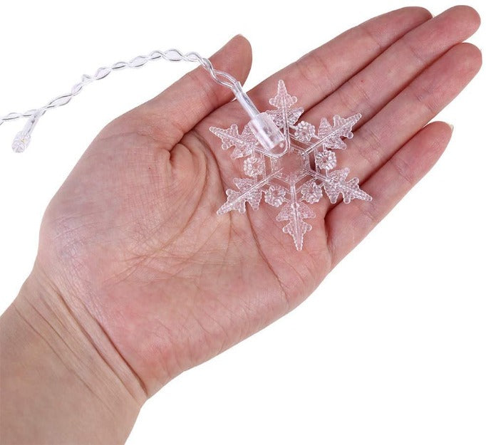 Snowflake Icicle Curtain Lights | Warm White