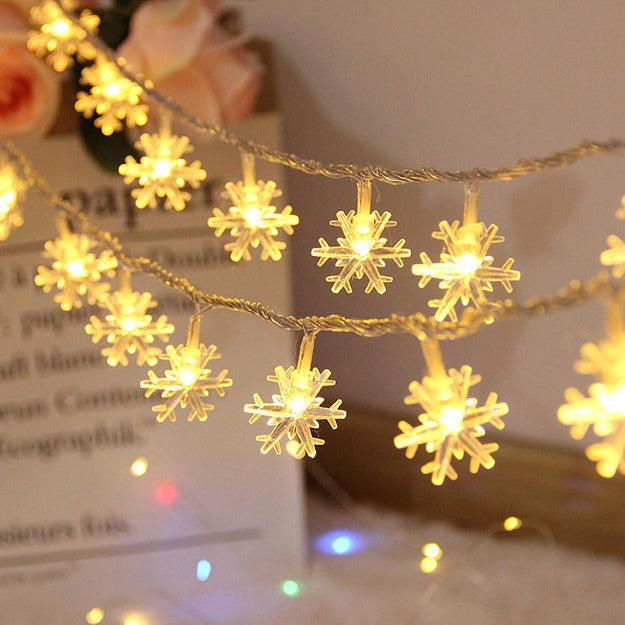 Snowflake String Lights - Warm White LED Chronos