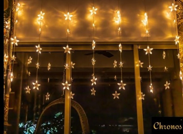 Star Curtain String Lights | 20 Stars | Warm White LED Chronos