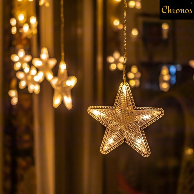 Star Curtain String Lights | 20 Stars | Warm White LED Chronos