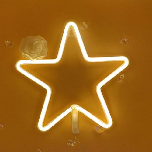 Neon Sign Lamp Wall Hanging | Battery & USB Operated | Star (Warm White) - Chronos