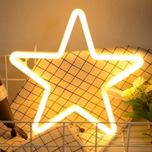 Neon Sign Lamp Wall Hanging | Battery & USB Operated | Star (Warm White) - Chronos