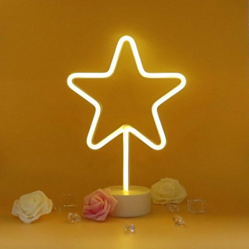 Neon Sign Table Lamp | Battery & USB Operated | Star (Warm White) - Chronos