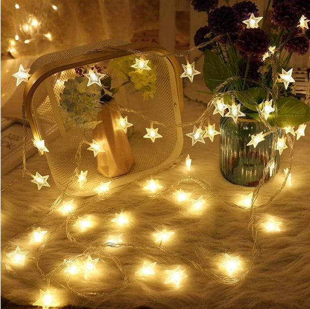 Star String Lights - 3AA Battery + USB Operated | Warm White LED - Chronos