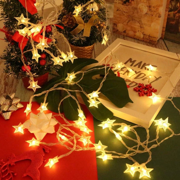 Star String Lights - 3AA Battery + USB Operated | Warm White LED - Chronos