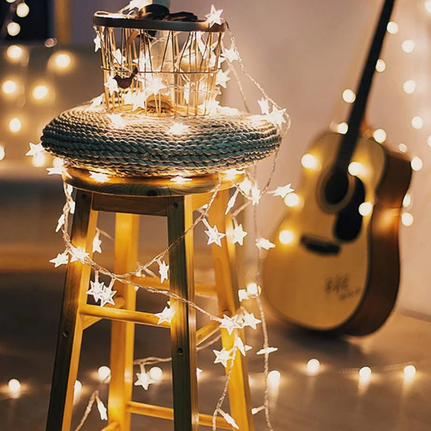 Star String Lights - 3AA Battery + USB Operated | Warm White LED - Chronos