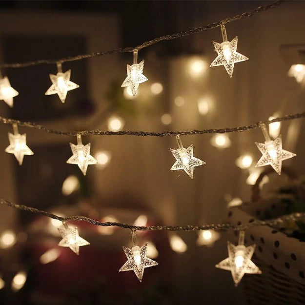 Star String Lights - 3AA Battery + USB Operated | Warm White LED - Chronos