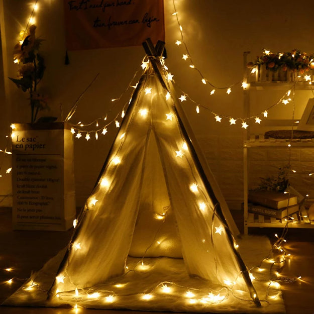 Star String Lights - 3AA Battery + USB Operated | Warm White LED - Chronos