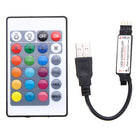 USB Powered LED Strip Light RGB Multicolor 5050 24 Key Remote Control Water Resistant 16 Color 