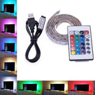 USB Powered LED Strip Light RGB Multicolor 5050 24 Key Remote Control Water Resistant 16 Color 