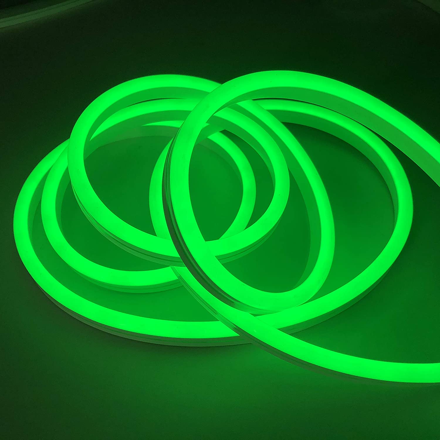 Long-lasting green neon LED strip, perfect for accent lighting in commercial spaces
