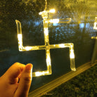 Vibrant yellow OM Swastik LED lights for Ganpati mandap, home altar, and festive spiritual décor